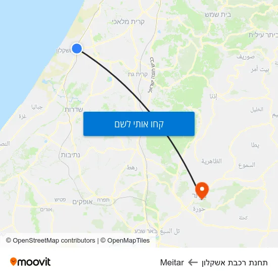 מפת תחנת רכבת אשקלון לMeitar