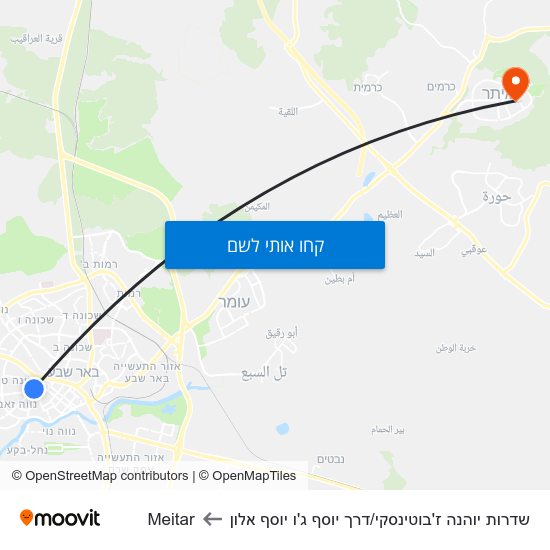 מפת שדרות יוהנה ז'בוטינסקי/דרך יוסף ג'ו יוסף אלון לMeitar