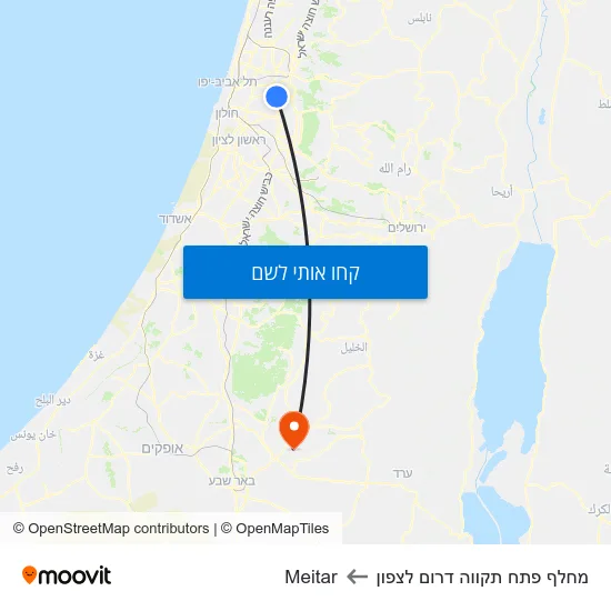 מפת מחלף פתח תקווה דרום לצפון לMeitar