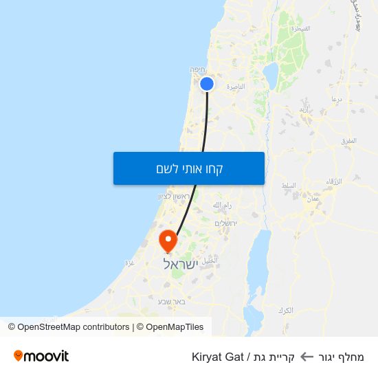 מפת מחלף יגור לקריית גת / Kiryat Gat