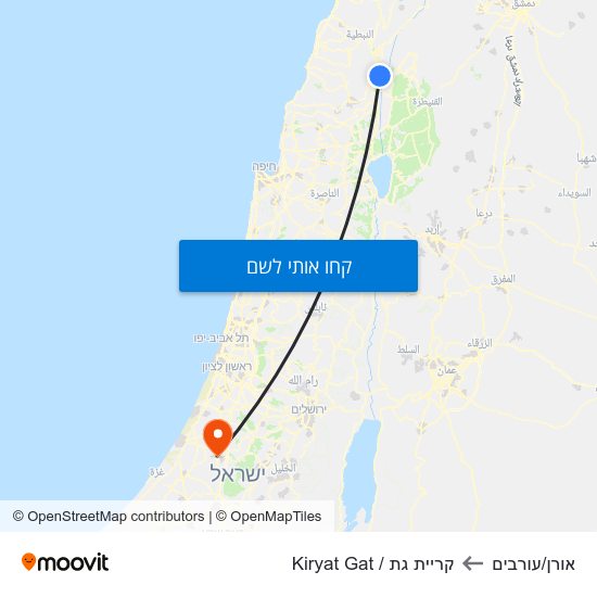 מפת אורן/עורבים לקריית גת / Kiryat Gat