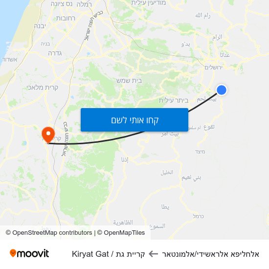 מפת אלחליפא אלראשידי/אלמונטאר לקריית גת / Kiryat Gat