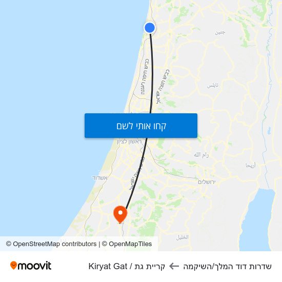 מפת שדרות דוד המלך/השיקמה לקריית גת / Kiryat Gat