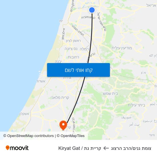מפת צומת גנים/הרב הרצוג לקריית גת / Kiryat Gat