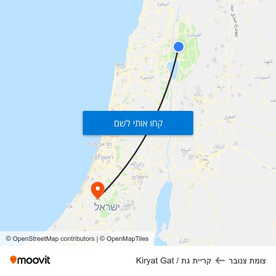 מפת צומת צנובר לקריית גת / Kiryat Gat