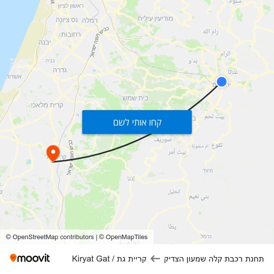 מפת תחנת רכבת קלה שמעון הצדיק לקריית גת / Kiryat Gat