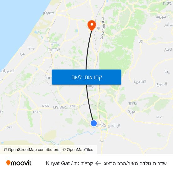 מפת שדרות גולדה מאיר/הרב הרצוג לקריית גת / Kiryat Gat