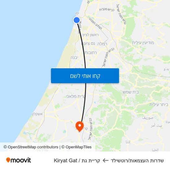 מפת שדרות העצמאות/רוטשילד לקריית גת / Kiryat Gat