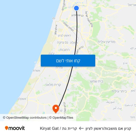 מפת קניון אם מושבות/ראשון לציון לקריית גת / Kiryat Gat