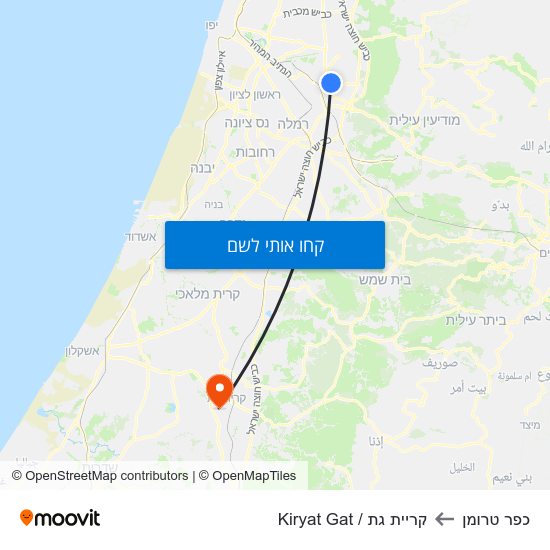 מפת כפר טרומן לקריית גת / Kiryat Gat