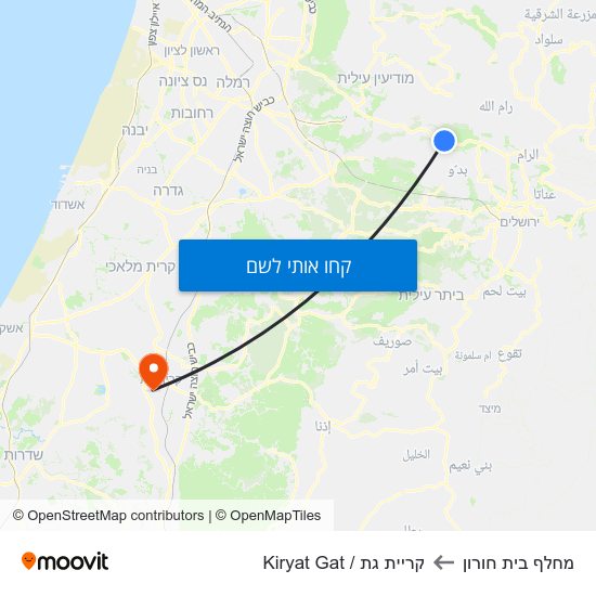 מפת מחלף בית חורון לקריית גת / Kiryat Gat