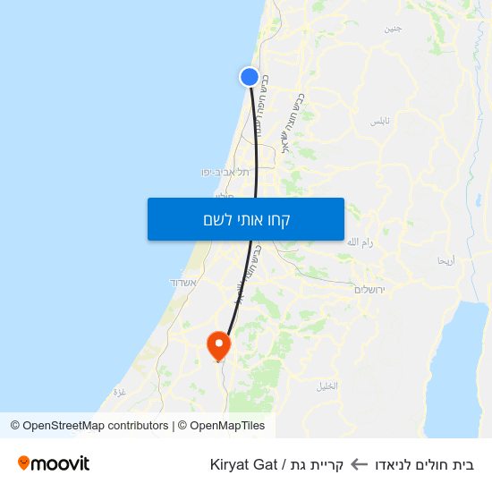 מפת בית חולים לניאדו לקריית גת / Kiryat Gat