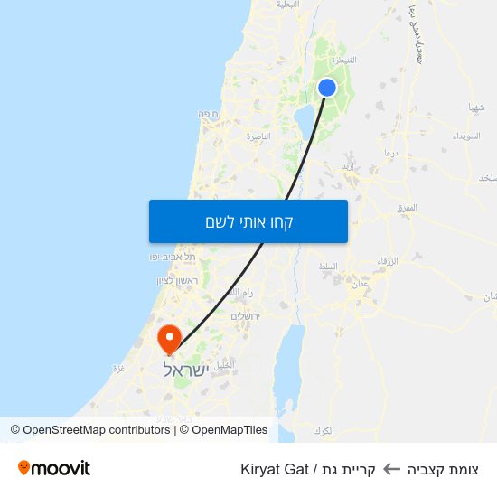 מפת צומת קצביה לקריית גת / Kiryat Gat