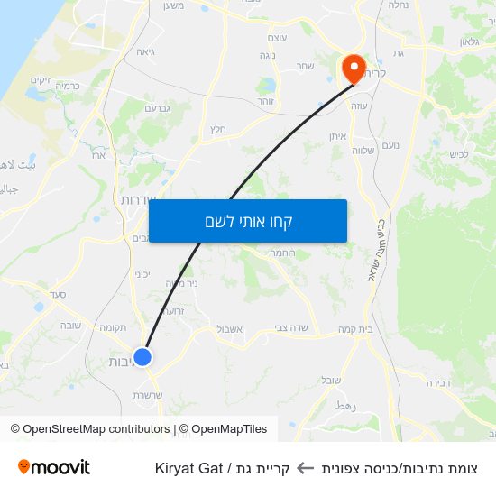 מפת צומת נתיבות/כניסה צפונית לקריית גת / Kiryat Gat