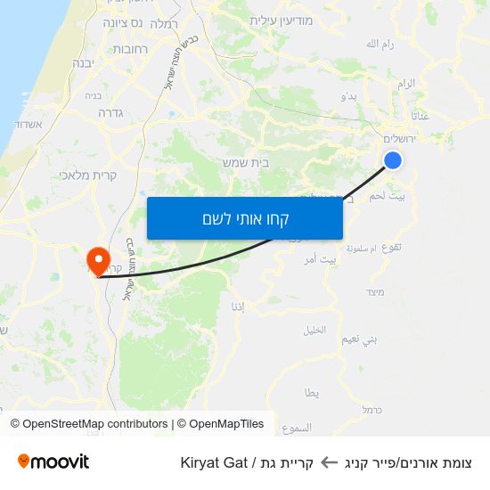 מפת צומת אורנים/פייר קניג לקריית גת / Kiryat Gat