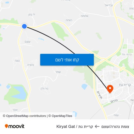 מפת צומת נהורה/עוצם לקריית גת / Kiryat Gat