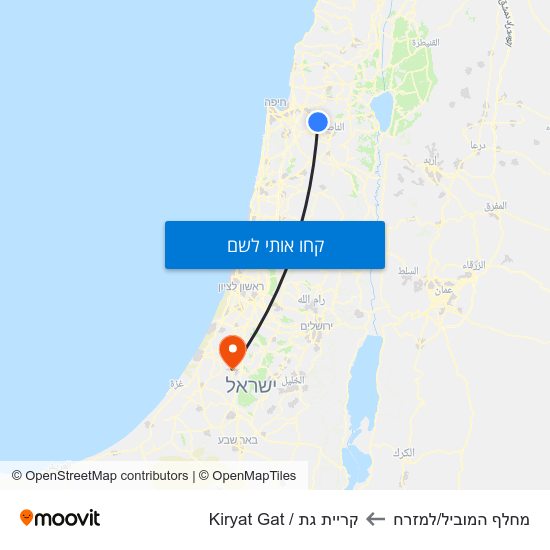מפת מחלף המוביל/למזרח לקריית גת / Kiryat Gat