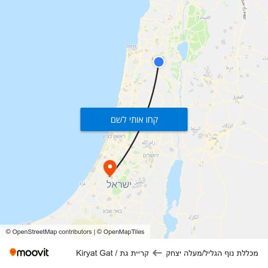 מפת מכללת נוף הגליל/מעלה יצחק לקריית גת / Kiryat Gat