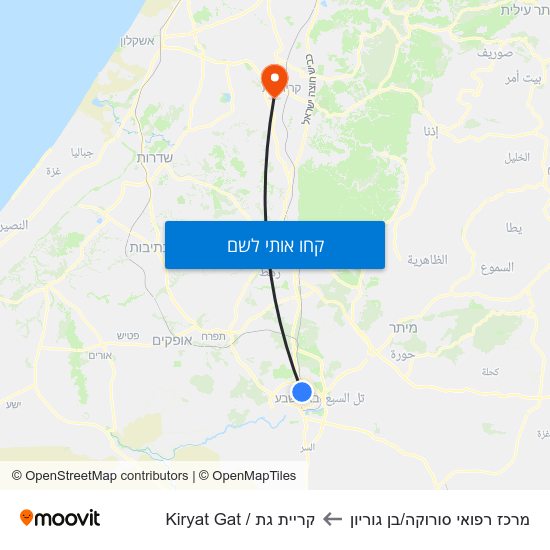 מפת מרכז רפואי סורוקה/בן גוריון לקריית גת / Kiryat Gat
