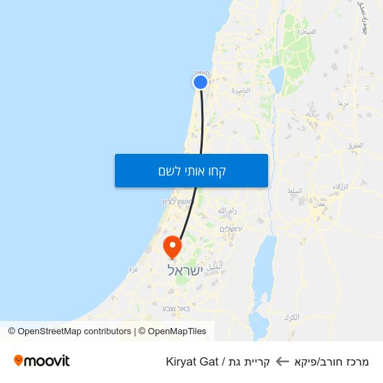 מפת מרכז חורב/פיקא לקריית גת / Kiryat Gat