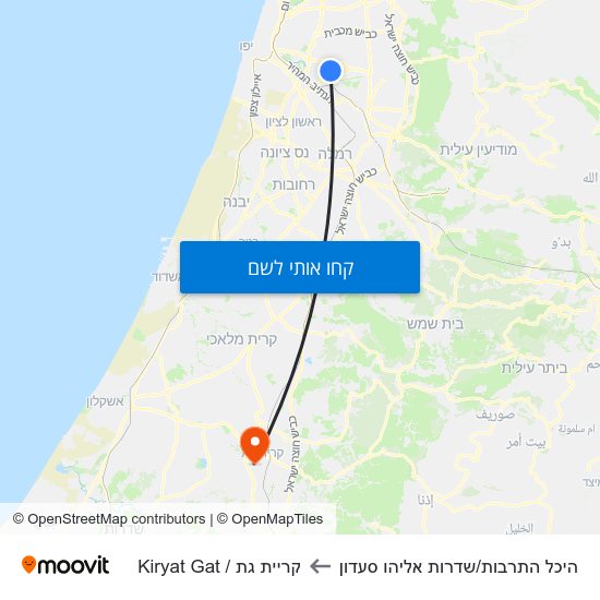 מפת היכל התרבות/שדרות אליהו סעדון לקריית גת / Kiryat Gat
