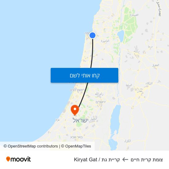 מפת צומת קרית חיים לקריית גת / Kiryat Gat