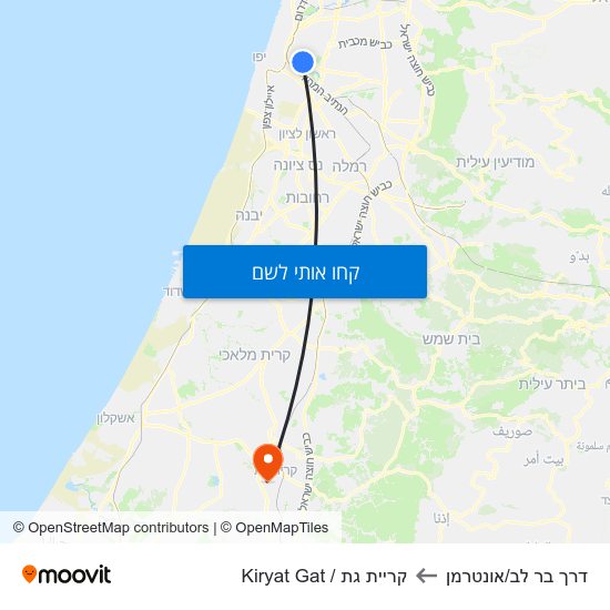 מפת דרך בר לב/אונטרמן לקריית גת / Kiryat Gat