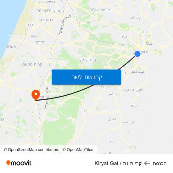 מפת הכנסת לקריית גת / Kiryat Gat