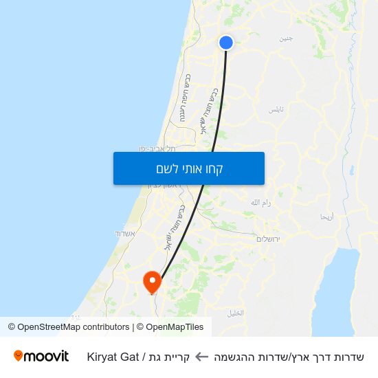 מפת שדרות דרך ארץ/שדרות ההגשמה לקריית גת / Kiryat Gat