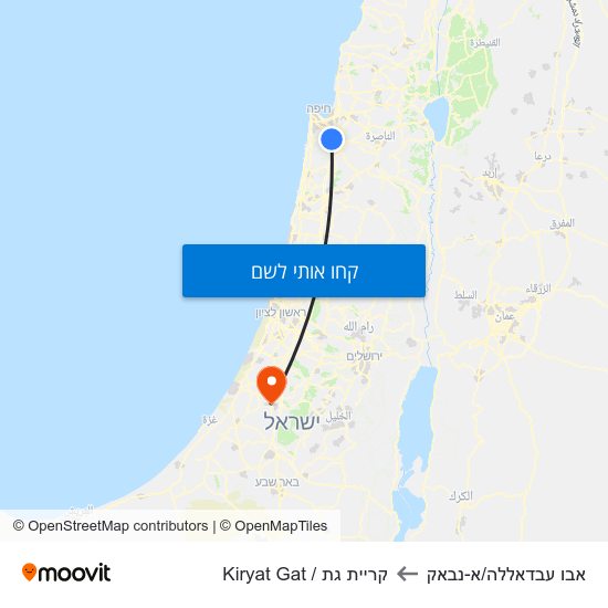 מפת אבו עבדאללה/א-נבאק לקריית גת / Kiryat Gat