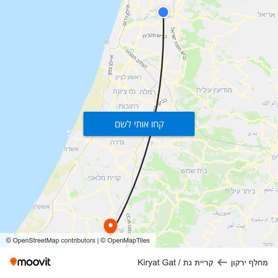 מפת מחלף ירקון לקריית גת / Kiryat Gat