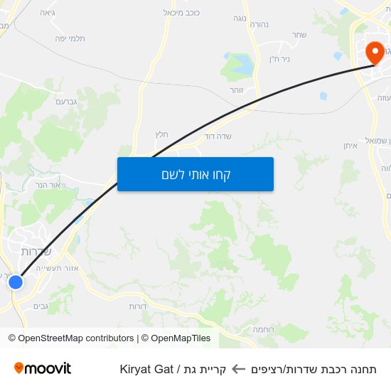 מפת תחנה רכבת שדרות/רציפים לקריית גת / Kiryat Gat