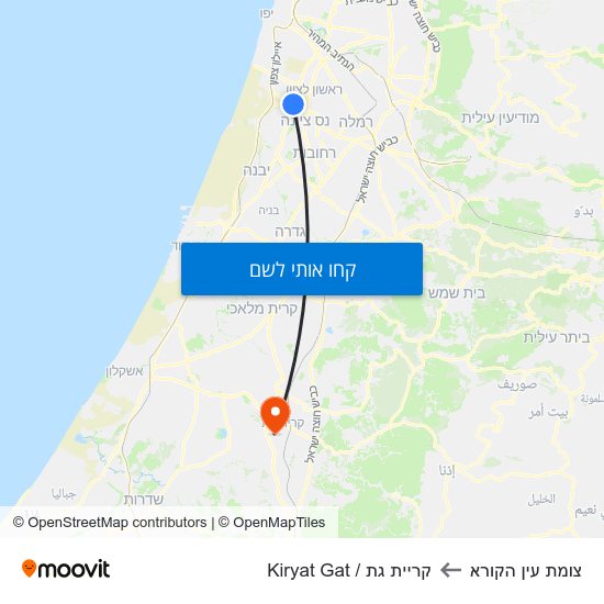 מפת צומת עין הקורא לקריית גת / Kiryat Gat