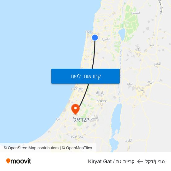 מפת סביון/דקל לקריית גת / Kiryat Gat