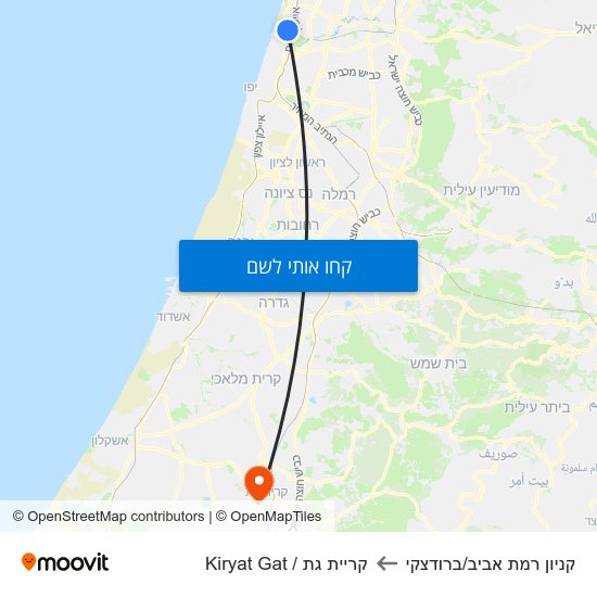 מפת קניון רמת אביב/ברודצקי לקריית גת / Kiryat Gat