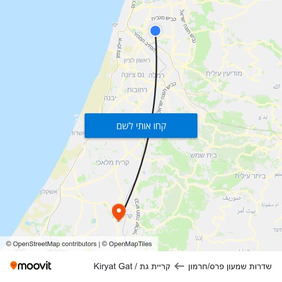 מפת שדרות שמעון פרס/חרמון לקריית גת / Kiryat Gat