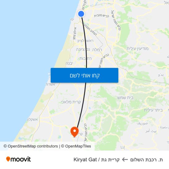 מפת ת. רכבת השלום לקריית גת / Kiryat Gat