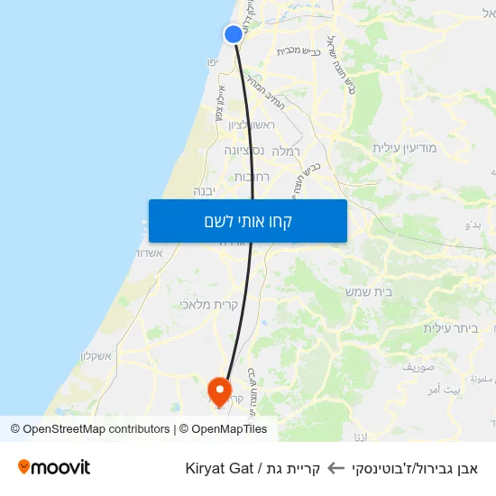 מפת אבן גבירול/ז'בוטינסקי לקריית גת / Kiryat Gat