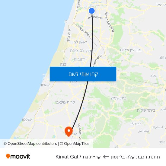 מפת תחנת רכבת קלה בלינסון לקריית גת / Kiryat Gat