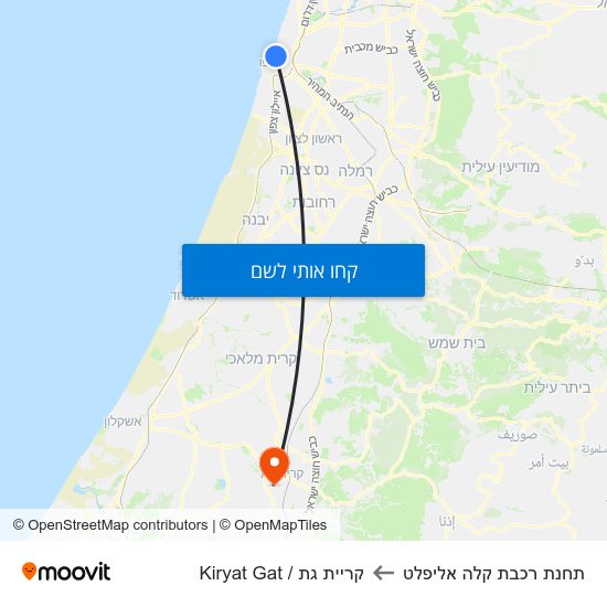 מפת תחנת רכבת קלה אליפלט לקריית גת / Kiryat Gat