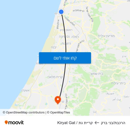 מפת הרכבת/בני ברק לקריית גת / Kiryat Gat