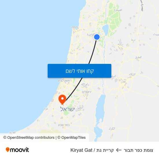 מפת צומת כפר תבור לקריית גת / Kiryat Gat