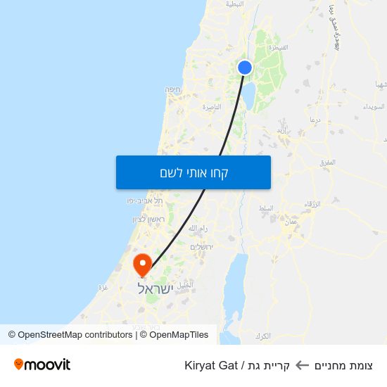 מפת צומת מחניים לקריית גת / Kiryat Gat
