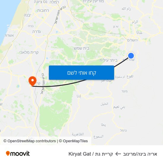 מפת אריה בינה/מרינוב לקריית גת / Kiryat Gat