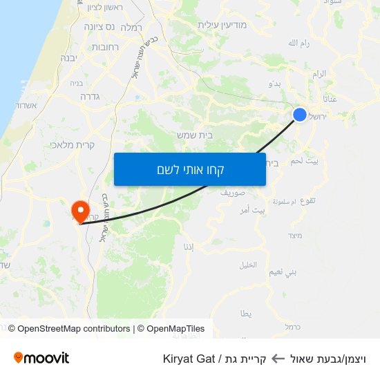 מפת ויצמן/גבעת שאול לקריית גת / Kiryat Gat