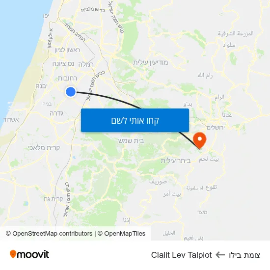 מפת צומת בילו לClalit Lev Talpiot