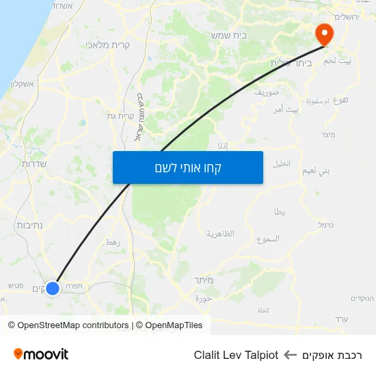 מפת רכבת אופקים לClalit Lev Talpiot