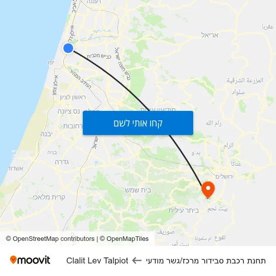 מפת תחנת רכבת סבידור מרכז/גשר מודעי לClalit Lev Talpiot