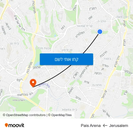 מפת Jerusalem לPais Arena