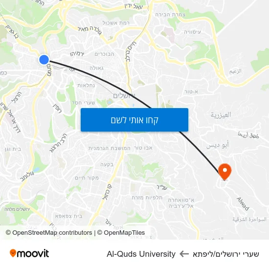 מפת שערי ירושלים/ליפתא לAl-Quds University